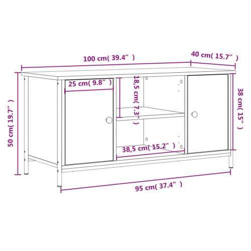 TV ormarić boja dimljenog hrasta 100x40x50 cm konstruirano drvo - Dimljeni hrast 1 Cijena