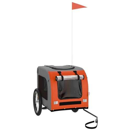 Prikolica za bicikl za ljubimce narančasto-siva tkanina/željezo - orange 125 x 64 x 66 cm Cijena