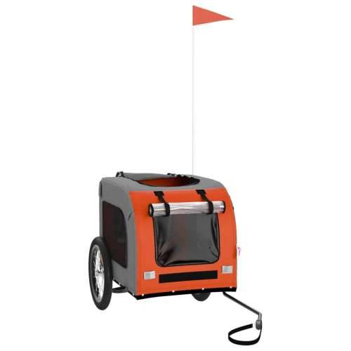 Prikolica za bicikl za ljubimce narančasto-siva tkanina/željezo - orange 125 x 64 x 66 cm Cijena