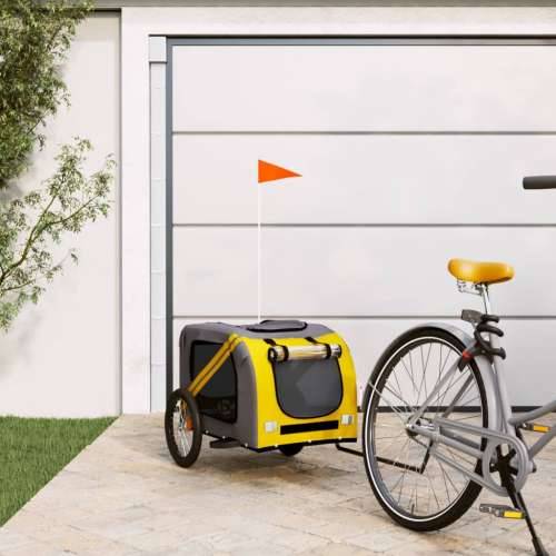 Prikolica za bicikl za ljubimce žuto-siva od tkanine i željeza Cijena