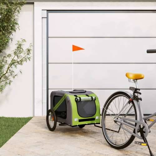Prikolica za bicikl za ljubimce zeleno-siva tkanina i željezo Cijena