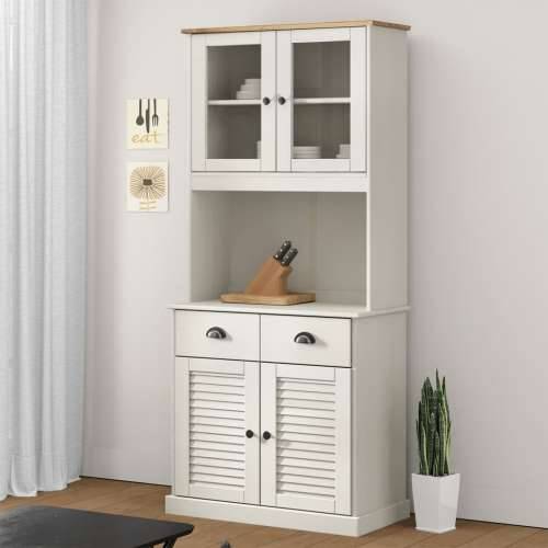 Visoka komoda VIGO bijela 78 x 40 x 175 cm od masivne borovine - Bijela 1 S 2 vrata Cijena