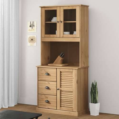 Visoka komoda VIGO 78 x 40 x 175 cm od masivne borovine - Smeđa 1 S 1 vratima Cijena