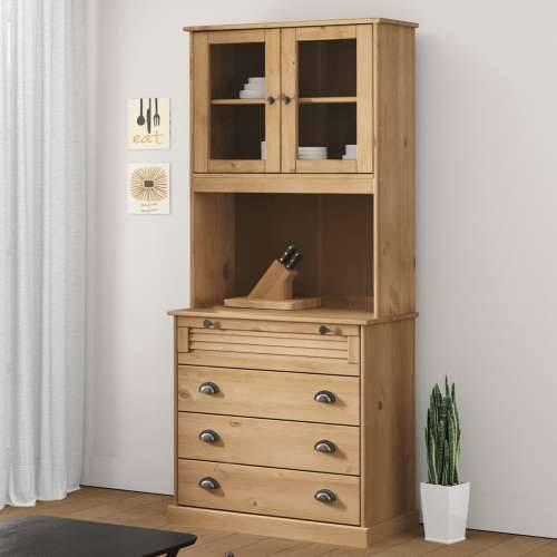 Visoka komoda VIGO 80 x 40 x 176 cm od masivne borovine - Smeđa 1 s 4 ladice Cijena