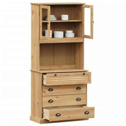 Visoka komoda VIGO 80 x 40 x 176 cm od masivne borovine - Smeđa 1 s 4 ladice Cijena