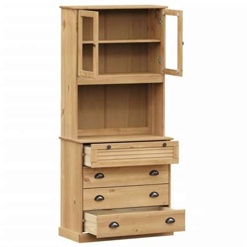 Visoka komoda VIGO 80 x 40 x 176 cm od masivne borovine - Smeđa 1 s 4 ladice Cijena