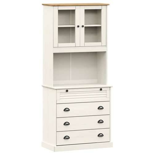 Visoka komoda VIGO bijela 80 x 40 x 176 cm od masivne borovine - Bijela 1 s 4 ladice Cijena