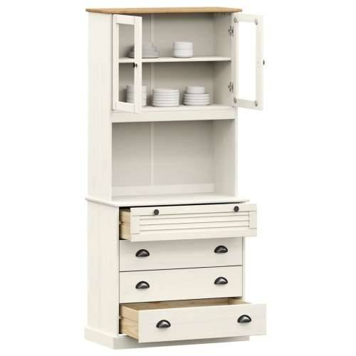 Visoka komoda VIGO bijela 80 x 40 x 176 cm od masivne borovine - Bijela 1 s 4 ladice Cijena