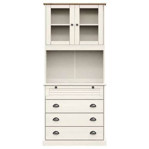 Visoka komoda VIGO bijela 80 x 40 x 176 cm od masivne borovine - Bijela 1 s 4 ladice Cijena