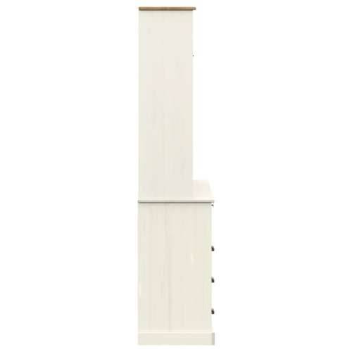 Visoka komoda VIGO bijela 80 x 40 x 176 cm od masivne borovine - Bijela 1 s 4 ladice Cijena