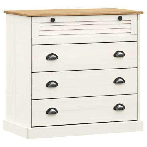 Visoka komoda VIGO bijela 80 x 40 x 176 cm od masivne borovine - Bijela 1 s 4 ladice Cijena
