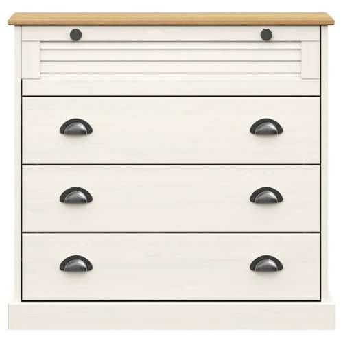 Visoka komoda VIGO bijela 80 x 40 x 176 cm od masivne borovine - Bijela 1 s 4 ladice Cijena
