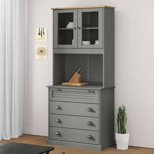 Visoka komoda VIGO siva 80 x 40 x 176 cm od masivne borovine - Siva 1 s 4 ladice Cijena