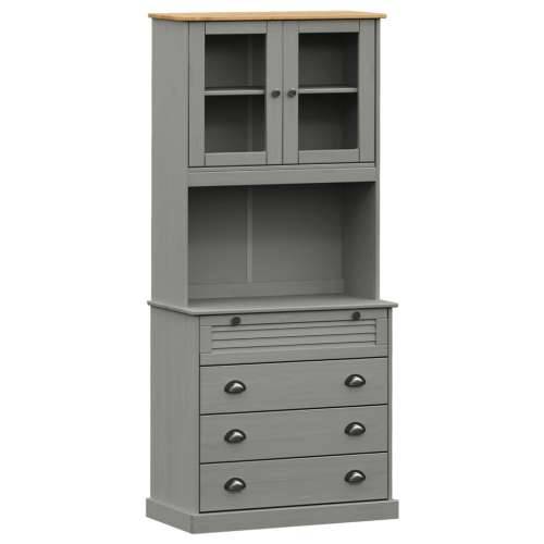 Visoka komoda VIGO siva 80 x 40 x 176 cm od masivne borovine - Siva 1 s 4 ladice Cijena