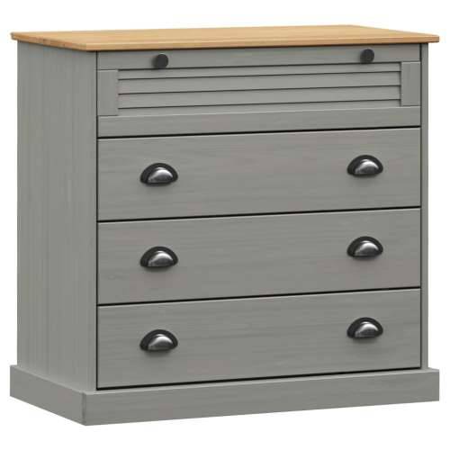 Visoka komoda VIGO siva 80 x 40 x 176 cm od masivne borovine - Siva 1 s 4 ladice Cijena