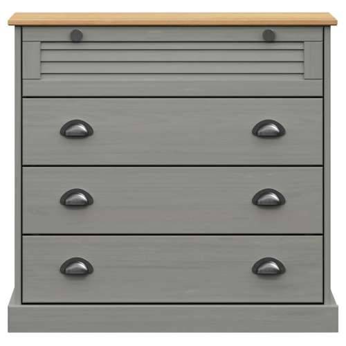 Visoka komoda VIGO siva 80 x 40 x 176 cm od masivne borovine - Siva 1 s 4 ladice Cijena