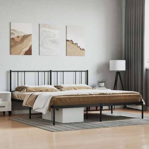 Metalni okvir za krevet s uzglavljem crni 200x200 cm - Crna 200 x 200 cm s uzglavljem Cijena