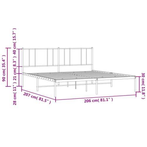Metalni okvir za krevet s uzglavljem crni 200x200 cm - Crna 200 x 200 cm s uzglavljem Cijena