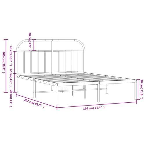 Metalni okvir za krevet s uzglavljem crni 150x200 cm Cijena