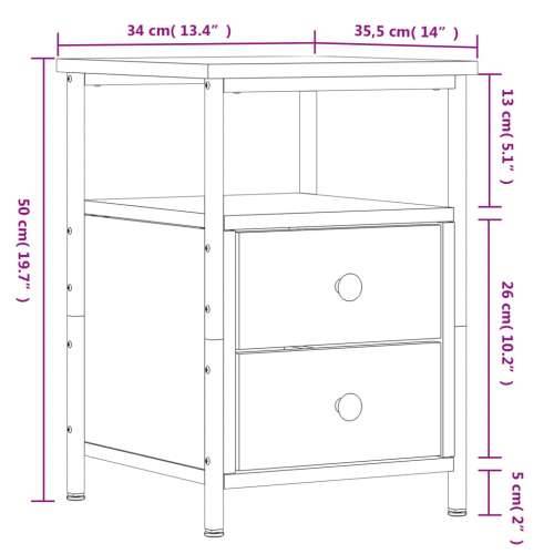 Noćni ormarić siva boja hrasta 34x35,5x50 cm konstruirano drvo - Sivi hrast sonoma 1 Cijena