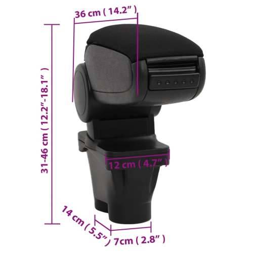 Naslon za ruke za automobil crni 12 x 36 x (31 - 46) cm ABS Cijena
