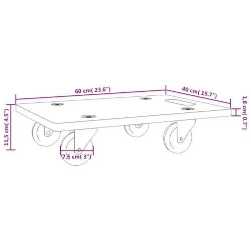 Transportne platforme s kotačima 2 kom pravokutne 60x40x11,5 cm Cijena