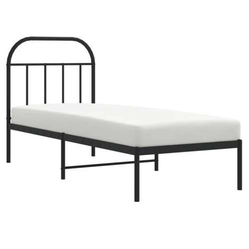 Metalni okvir za krevet s uzglavljem crni 75x190 cm - Crna 75 x 190 cm s uzglavljem Cijena