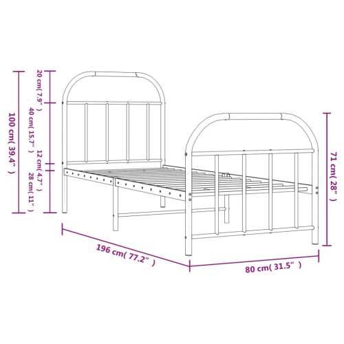 Metalni okvir kreveta uzglavlje i podnožje crni 75x190 cm Cijena