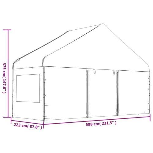 Sjenica s krovom bijela 5,88 x 2,23 x 3,75 m polietilen Cijena