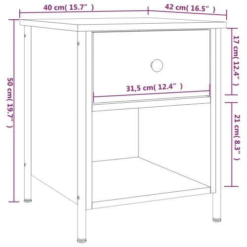 Noćni ormarić boja hrasta 40 x 42 x 50 cm od konstruiranog drva - Dimljeni hrast 1 Cijena
