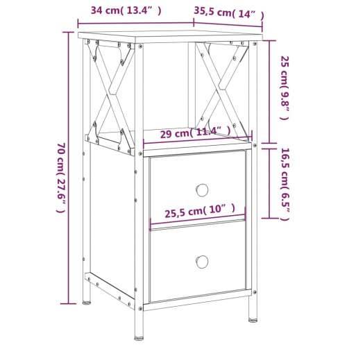 Noćni ormarić boja hrasta 34x35,5x70 cm od konstruiranog drva - Smeđi hrast 1 Cijena