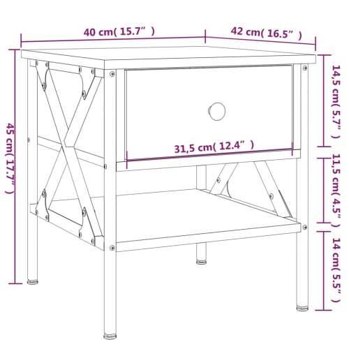 Noćni ormarić boja hrasta 40 x 42 x 45 cm od konstruiranog drva - Dimljeni hrast 1 Cijena