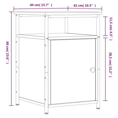 Noćni ormarić smeđeg hrasta 40x42x60 cm konstruirano drvo - Smeđi hrast 1 Cijena