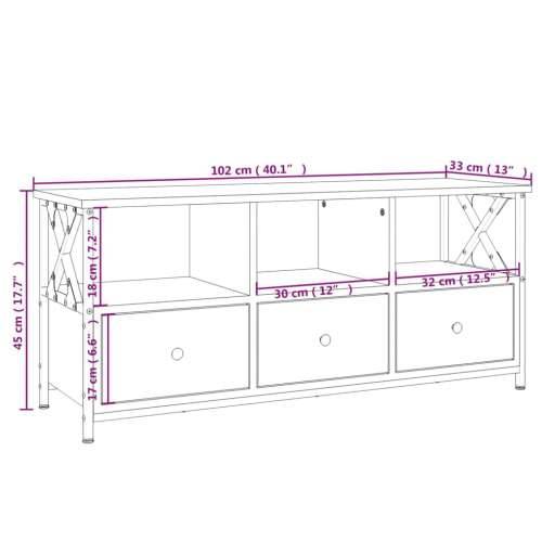 TV ormarić boja smeđeg hrasta 102x33x45 cm od drva i željeza - Smeđi hrast 1 102 cm Cijena