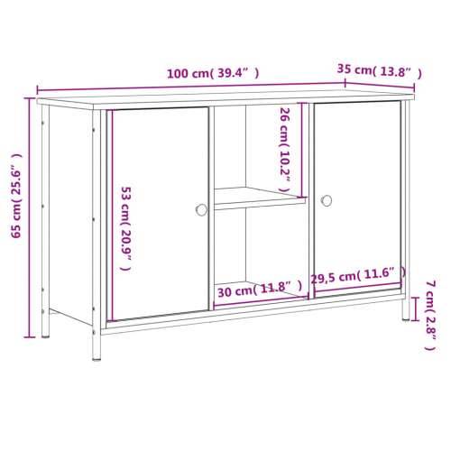 TV ormarić crni 100 x 35 x 65 cm od konstruiranog drva - Crna 1 Cijena