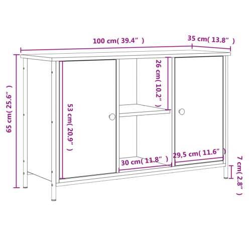 TV ormarić boja dimljenog hrasta 100x35x65 cm konstruirano drvo - Dimljeni hrast 1 Cijena
