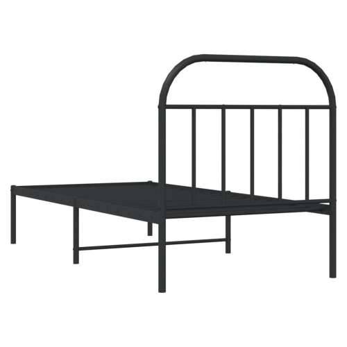 Metalni okvir za krevet s uzglavljem crni 80x200 cm - Crna 80 x 200 cm s uzglavljem Cijena