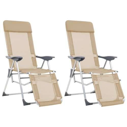 Sklopive stolice za kampiranje s osloncima za noge 2 kom krem Cijena