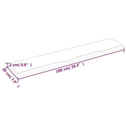 Zidna polica 100 x 20 x 2 cm od neobrađene masivne hrastovine - Prirodna 100 x 20 x 2 cm 1 Cijena