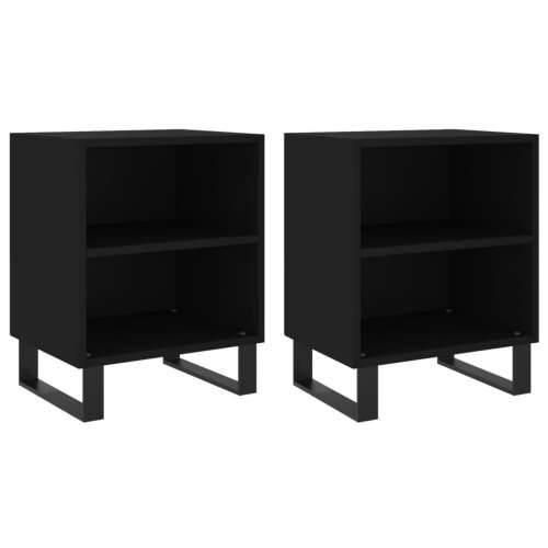 Noćni ormarići 2 kom crni 40 x 30 x 50 cm konstruirano drvo - Crna 2 Cijena