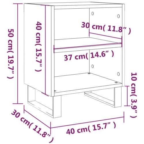 Noćni ormarići 2 kom crni 40 x 30 x 50 cm konstruirano drvo - Crna 2 Cijena