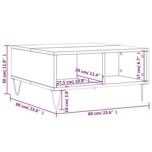 Stolić za kavu crni 60 x 60 x 30 cm od konstruiranog drva - Crna 1 Cijena
