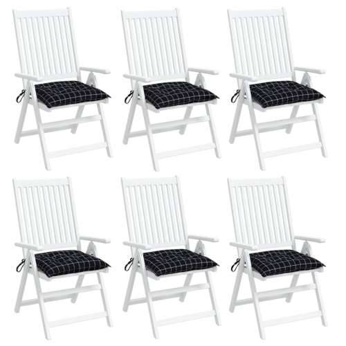 Jastuci za stolice 6 kom crni karirani 40x40x7 cm od tkanine Cijena