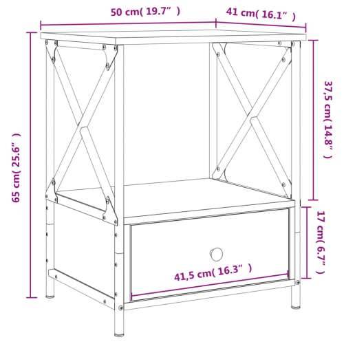 Noćni ormarić boja hrasta 50 x 41 x 50 cm od konstruiranog drva - Dimljeni hrast 1 Cijena