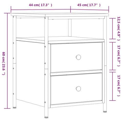 Noćni ormarić boja hrasta 44 x 45 x 60 cm od konstruiranog drva - Dimljeni hrast 1 Cijena