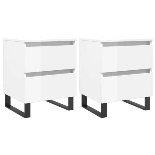 Noćni ormarići 2 kom sjajni bijeli 40x35x50cm konstruirano drvo - Visoko sjajno bijela 2 Cijena