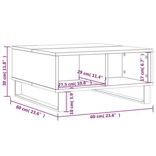 Stolić za kavu smeđa boja hrasta 60x60x30 cm konstruirano drvo - Smeđi hrast 1 Cijena