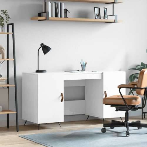 Radni stol visoki sjaj bijeli 140x50x75 cm konstruirano drvo - Visoko sjajno bijela Cijena