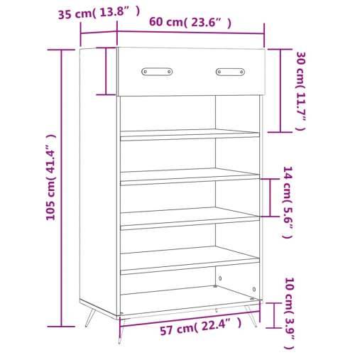 Ormarić za cipele sjajni bijeli 60x35x105 cm konstruirano drvo - Visoko sjajno bijela 1 Cijena