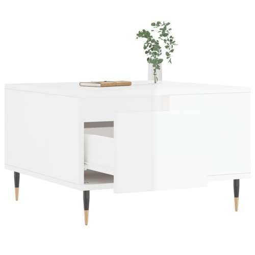 Stolić za kavu sjajni bijeli 55x55x36,5 cm konstruirano drvo - Visoko sjajno bijela 1 Cijena